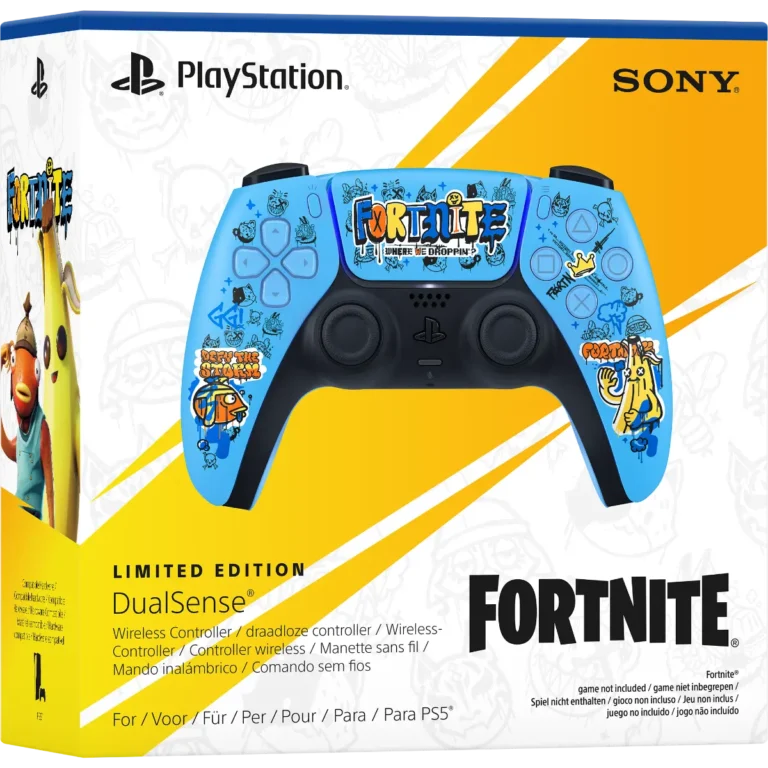 DualSense Fortnite Limited Edition PS5, controller azzurro con Fishstick e Bananita