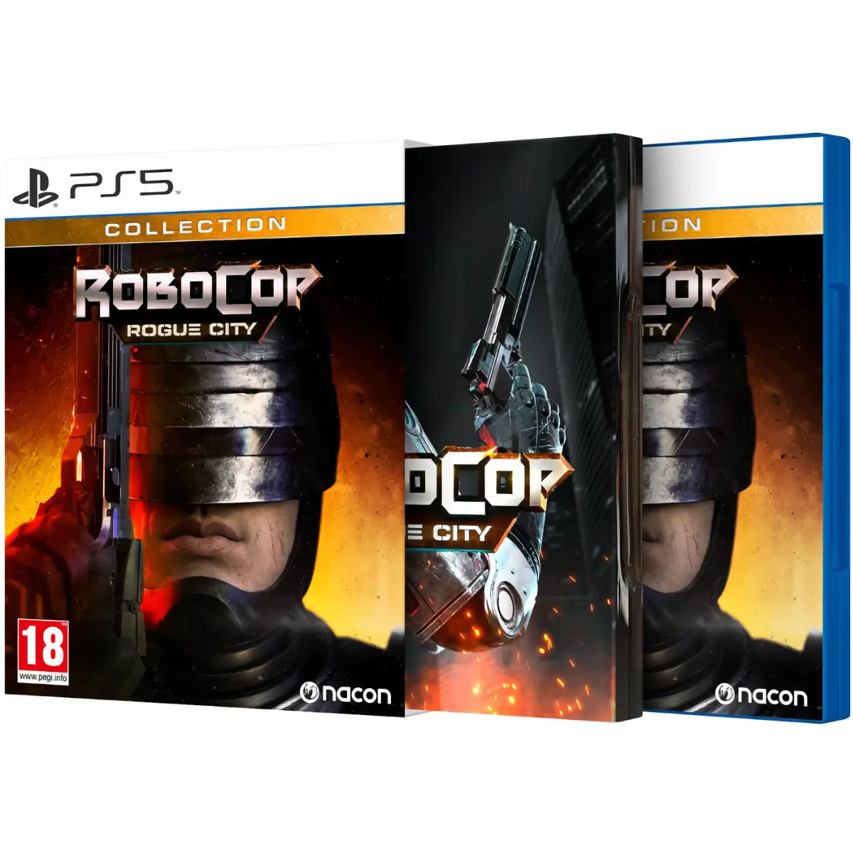 Copertina Robocop Rogue City Collection Edition gioco completo, protagonista cyborg Alex Murphy, espansione Unfinished Business, confezione deluxe PS5