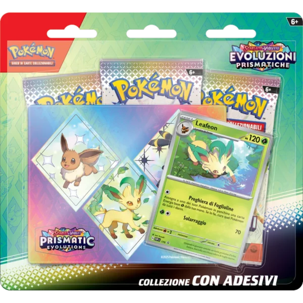 Pokémon Evoluzioni Prismatiche Collezione con Adesivi Leafeon