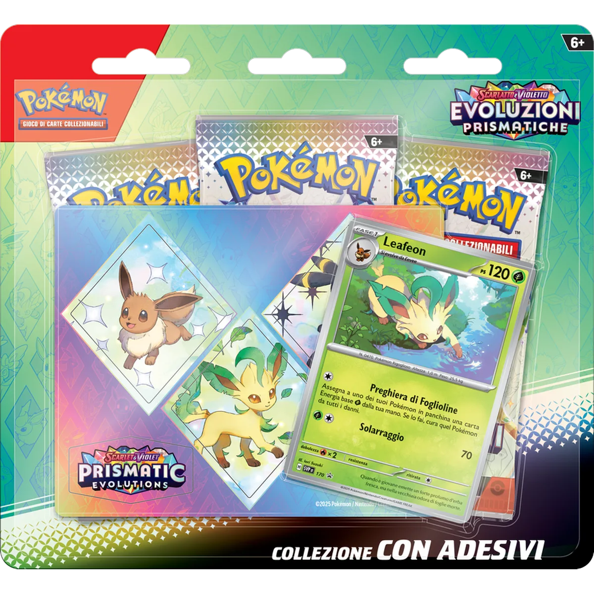 Pokémon Evoluzioni Prismatiche Collezione con Adesivi Leafeon