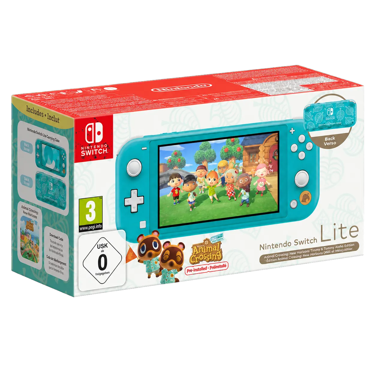 Nintendo Switch Lite Aloha Tommy Animal Crossing New Horizons – packshot italiano senza Nintendo Switch Online