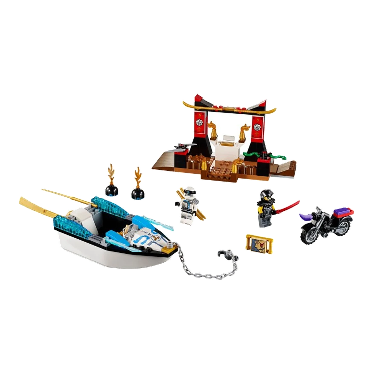 LEGO Zane e l'inseguimento della barca Ninja 10755 modello montato