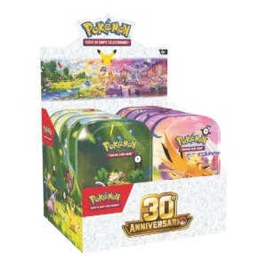 Display Mini Tin 30° Anniversario Pokémon GCC italiano, vista sinistra