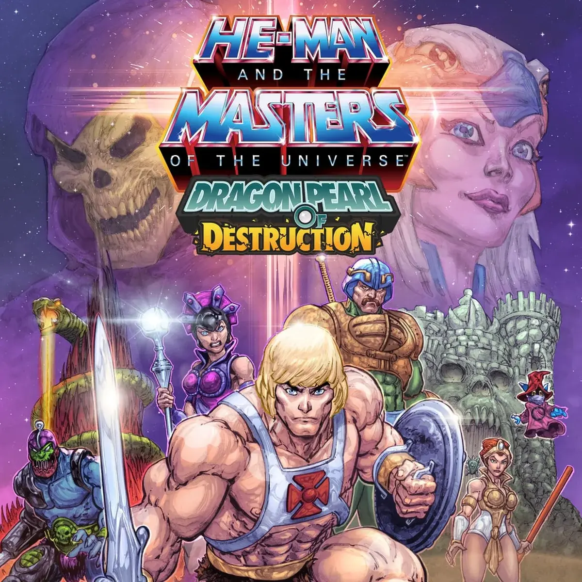 He-Man Dragon Pearl of Destruction Switch: artwork ufficiale con logo e personaggi