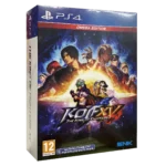 The King of Fighters XV Omega Edition PS4 - confezione italiana a tre quarti, fronte e spessore del box, PEGI 12