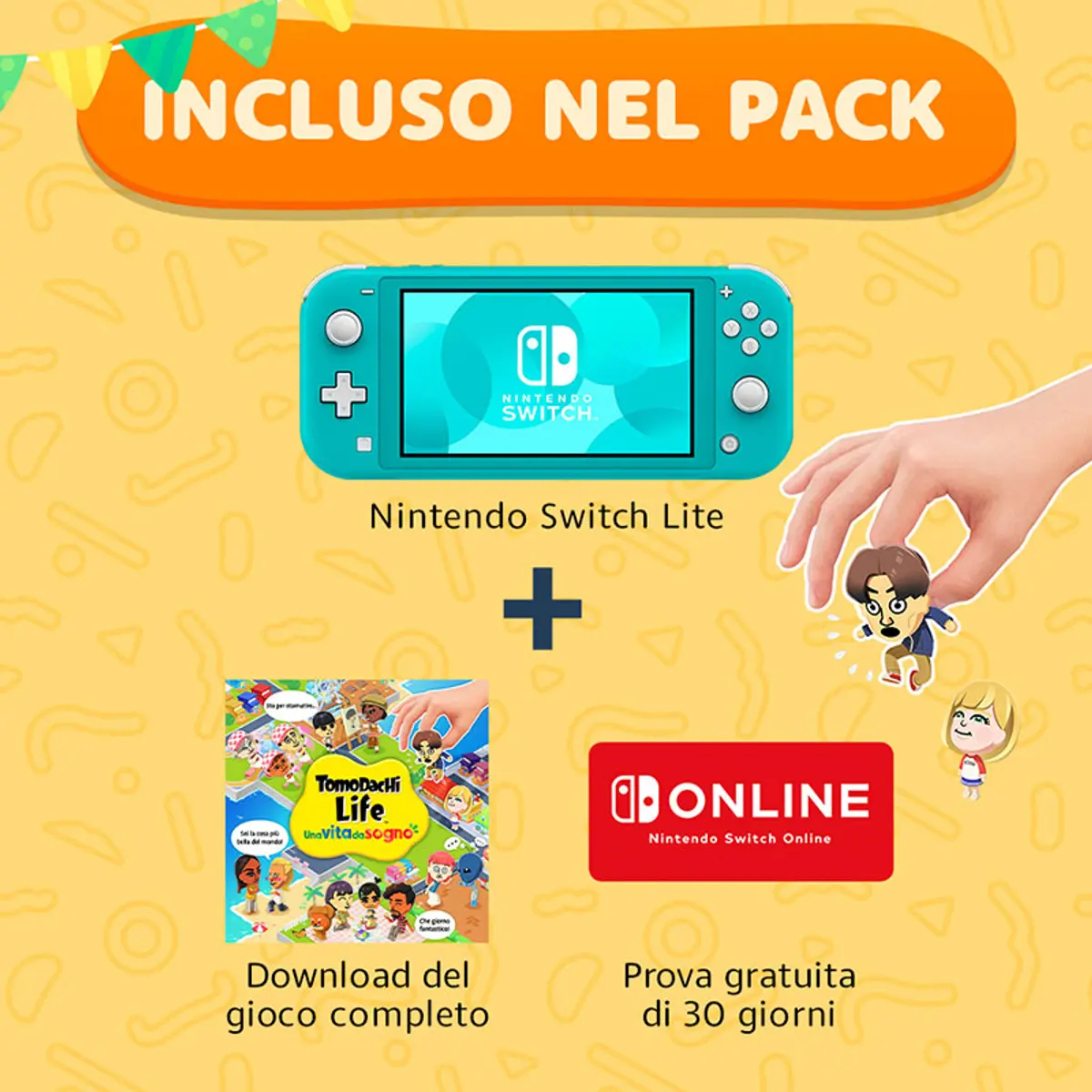 Nintendo Switch Lite turchese: console, download di Tomodachi Life e prova Nintendo Switch Online inclusi nel pack
