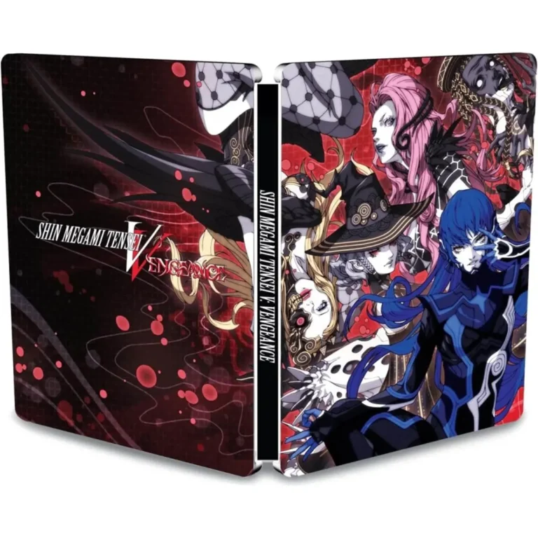 Steelbook Shin Megami Tensei V Vengeance Launch Edition - fronte, dorso e retro in prospettiva 3D